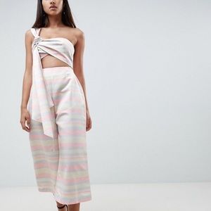 ASOS Structured Drape Jumpsuit In Pastel Stripe